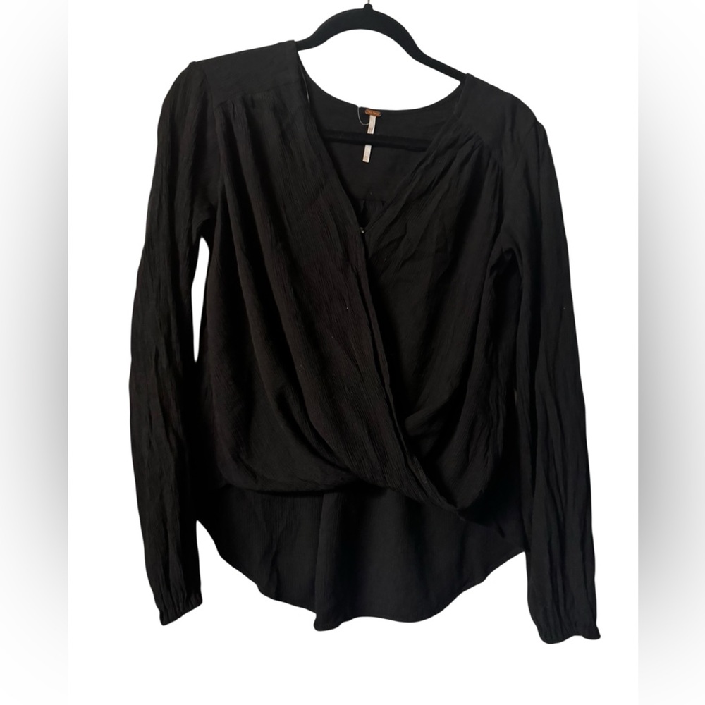 Free People Black Drape Blouse
